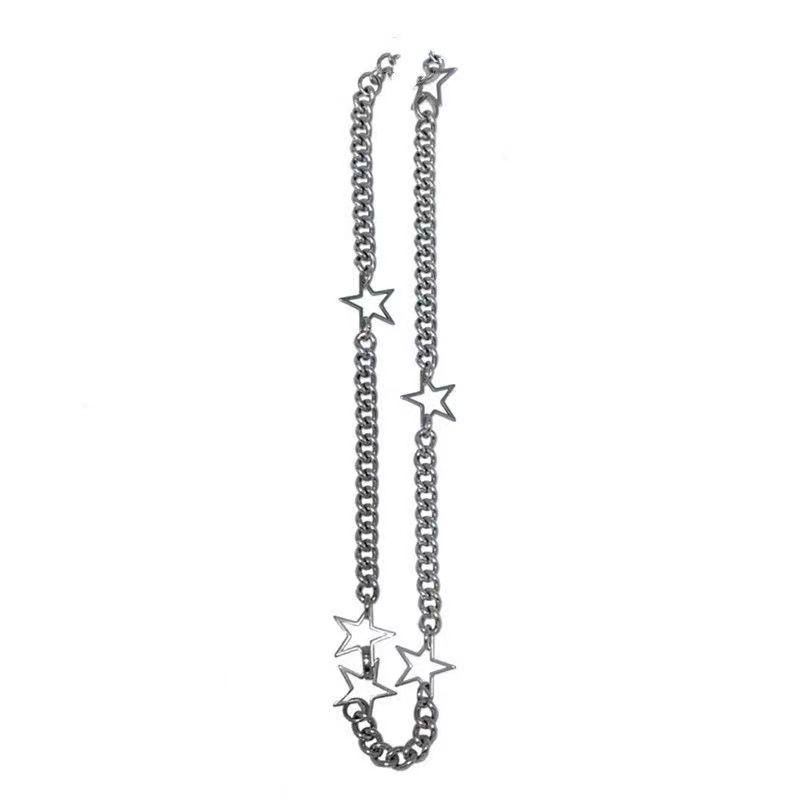 Star element y2k niche design versatile spicy girl pentagram hollow titanium steel chain spicy girl necklace