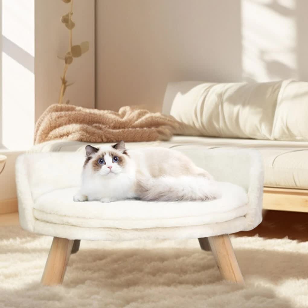 Pet Sofa Bed with Plush Cushion & Wooden Legs โ image 2