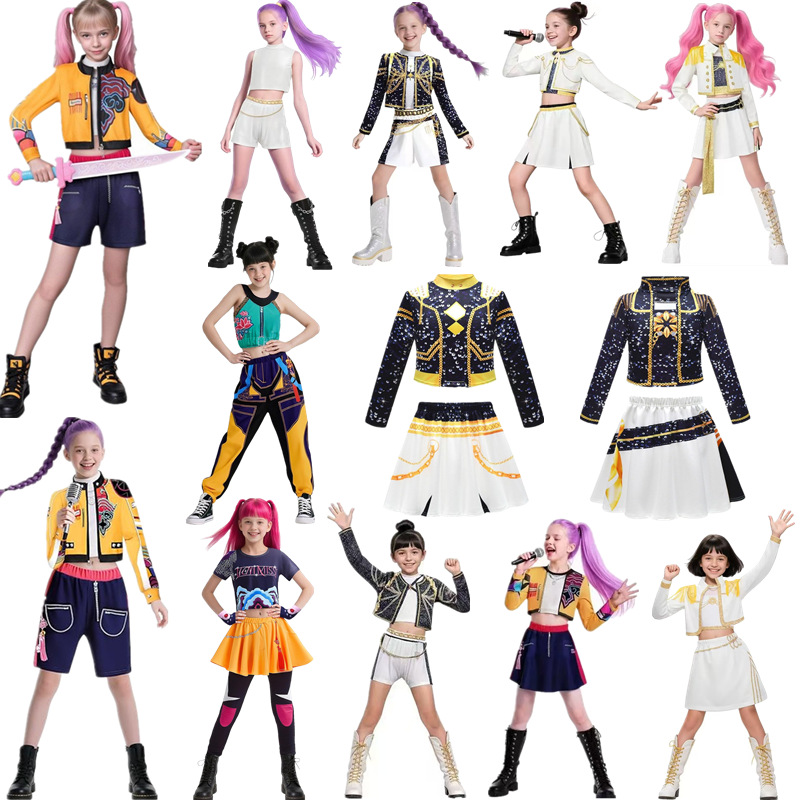 2025 Demon Hunter K-Pop Costume | Halloween Outfit Women Kids Cosplay No. 7 3-piece set_tfrf No. 7 3-piece set 130cm — image 2