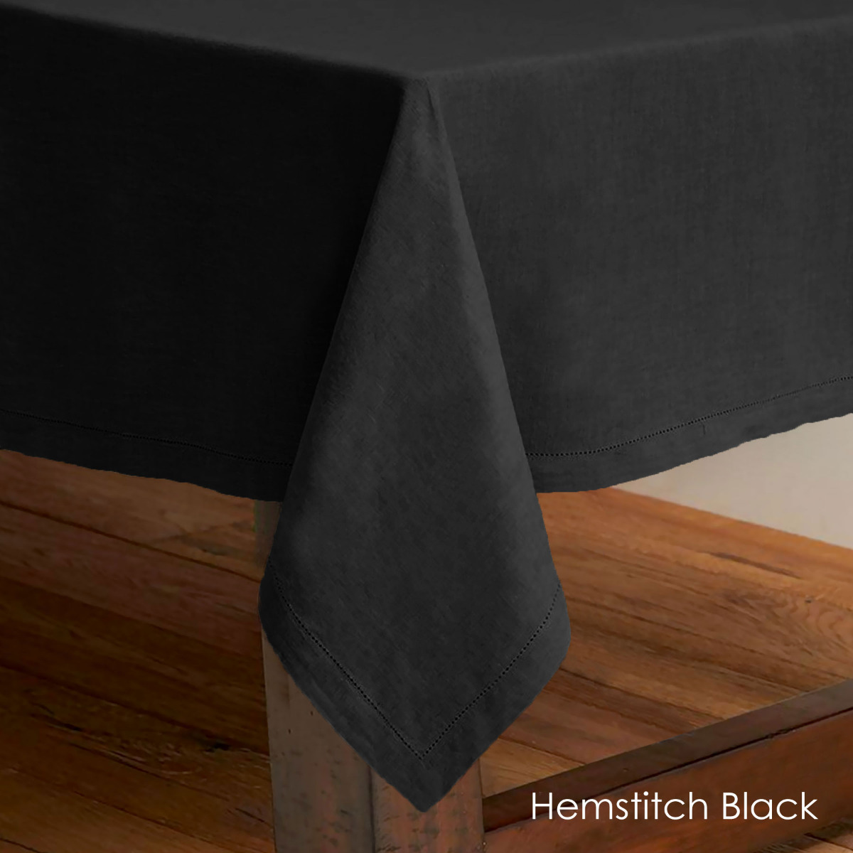 Rans Pure Cotton Hemstitch Tablecloth 150 x 260 cm - Black โ image 2