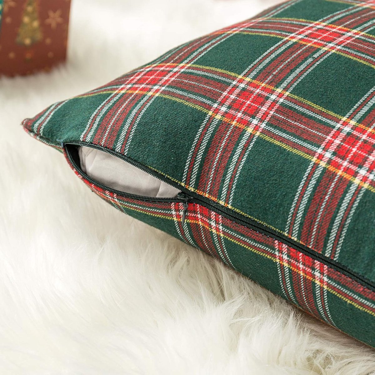 Pillowcase - Set of 2 - 40 x 40 cm cushion cover - indoor Christmas decoration - Christmas ornament - Christmas Pillowcase - Christmas Tartan Cushion Cover โ image 6