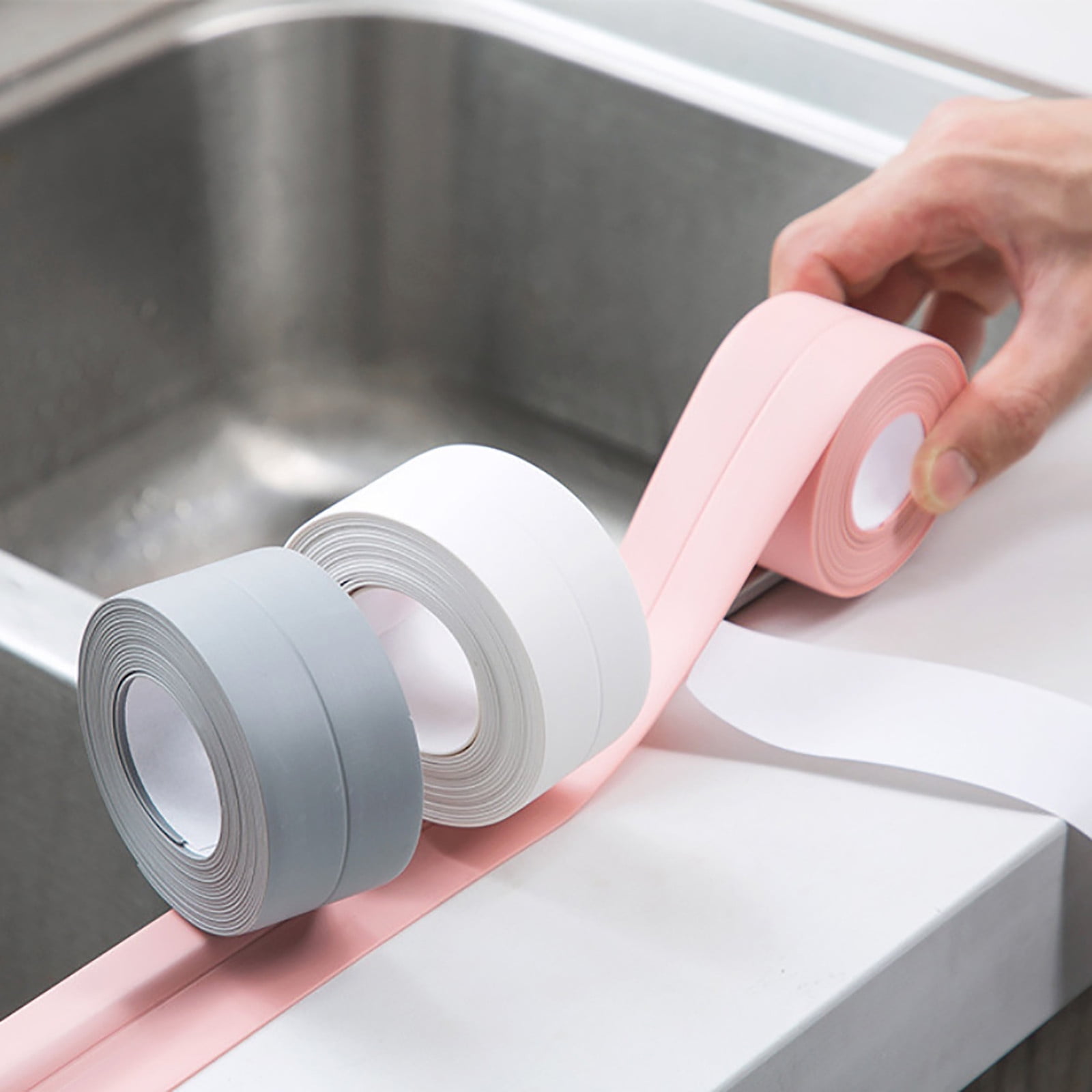 1 Roll PE Self Adhesive Caulk Tape, Mildew Resistant Waterproof Sealing Strip for Baths, Showers, Toilets, Kitchen Benches and Tiles, Green โ image 3