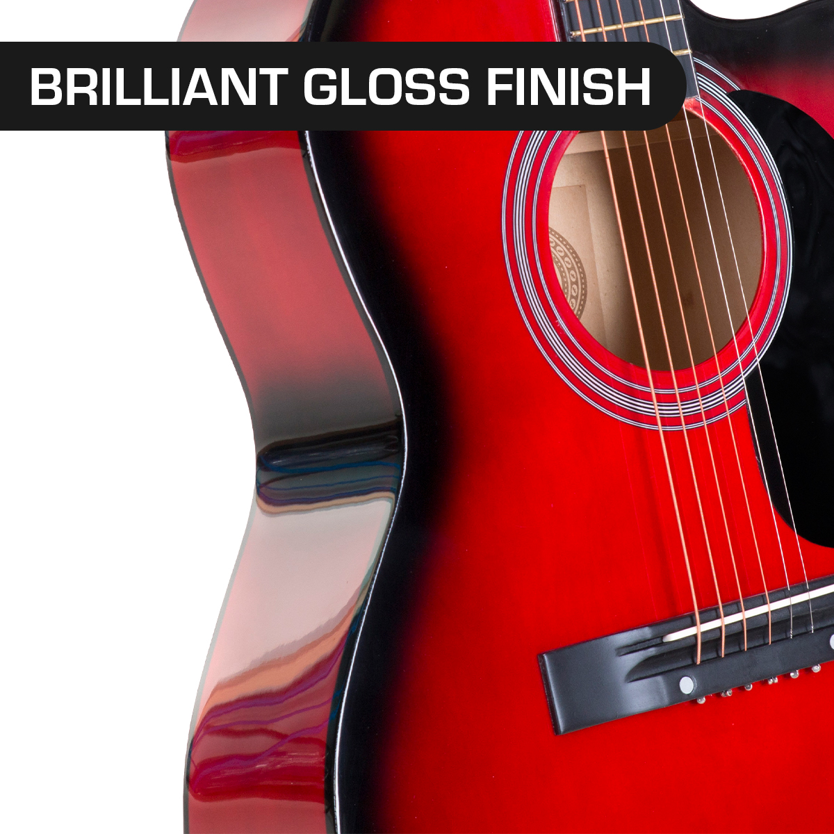 Karrera Acoustic Cutaway 40in Guitar - Red โ image 4