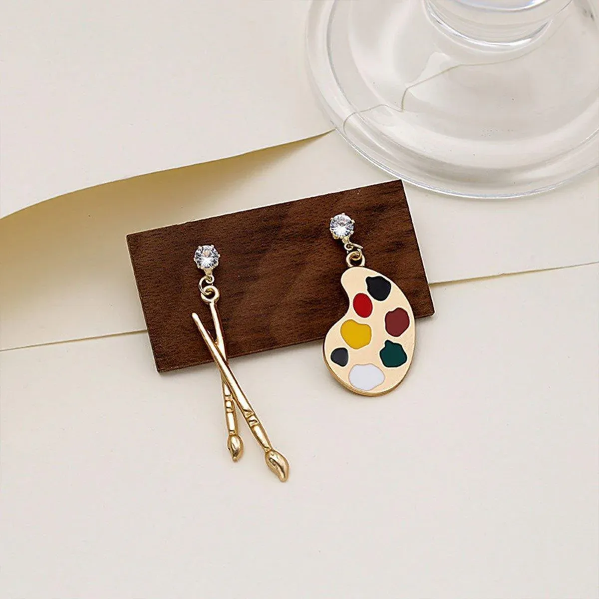 Artistic Asymmetric Earrings Brush and Drawing Board Design Creative Jewelry — image 6