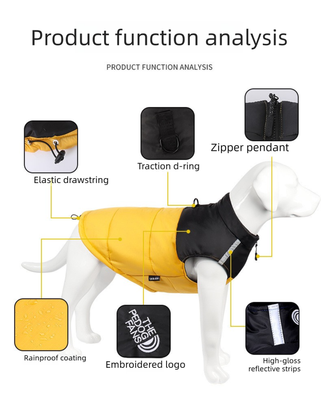 2-Pack (Pink + Yellow) —L Size — Warm, Thickened Winter Dog Coat / Pet Clothing — Waterproof Winter Dog Vest — Reflective Safety Design (Leash Compatible) — image 5