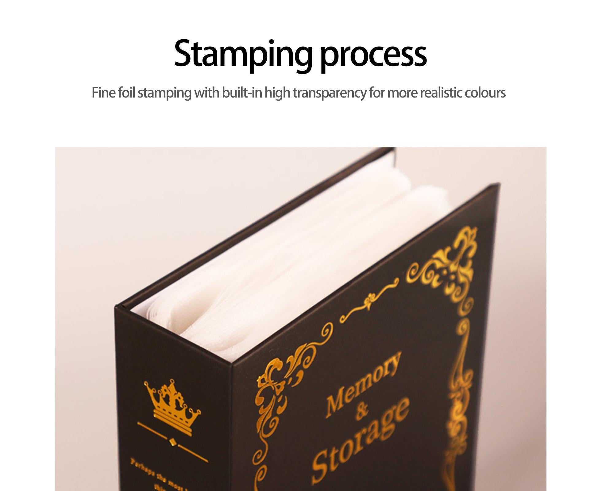 6 Inch Photo Album Bronzing Design Antiging Inserted Type Storing 100 Pockets Family Memory DIY Vintage Picture Album Book Home Supplies - Black — image 6