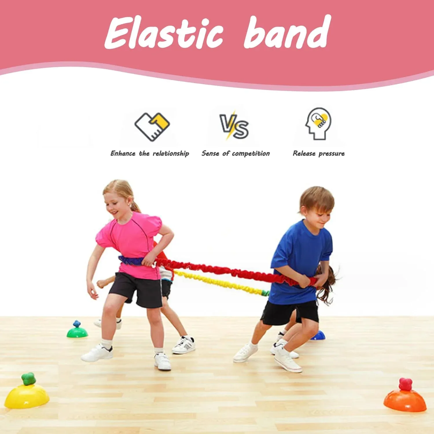 Cooperative Stretchy Band, Elastic Fleece Group Exercise Tug Band for 4 People, 118.11 In — image 2
