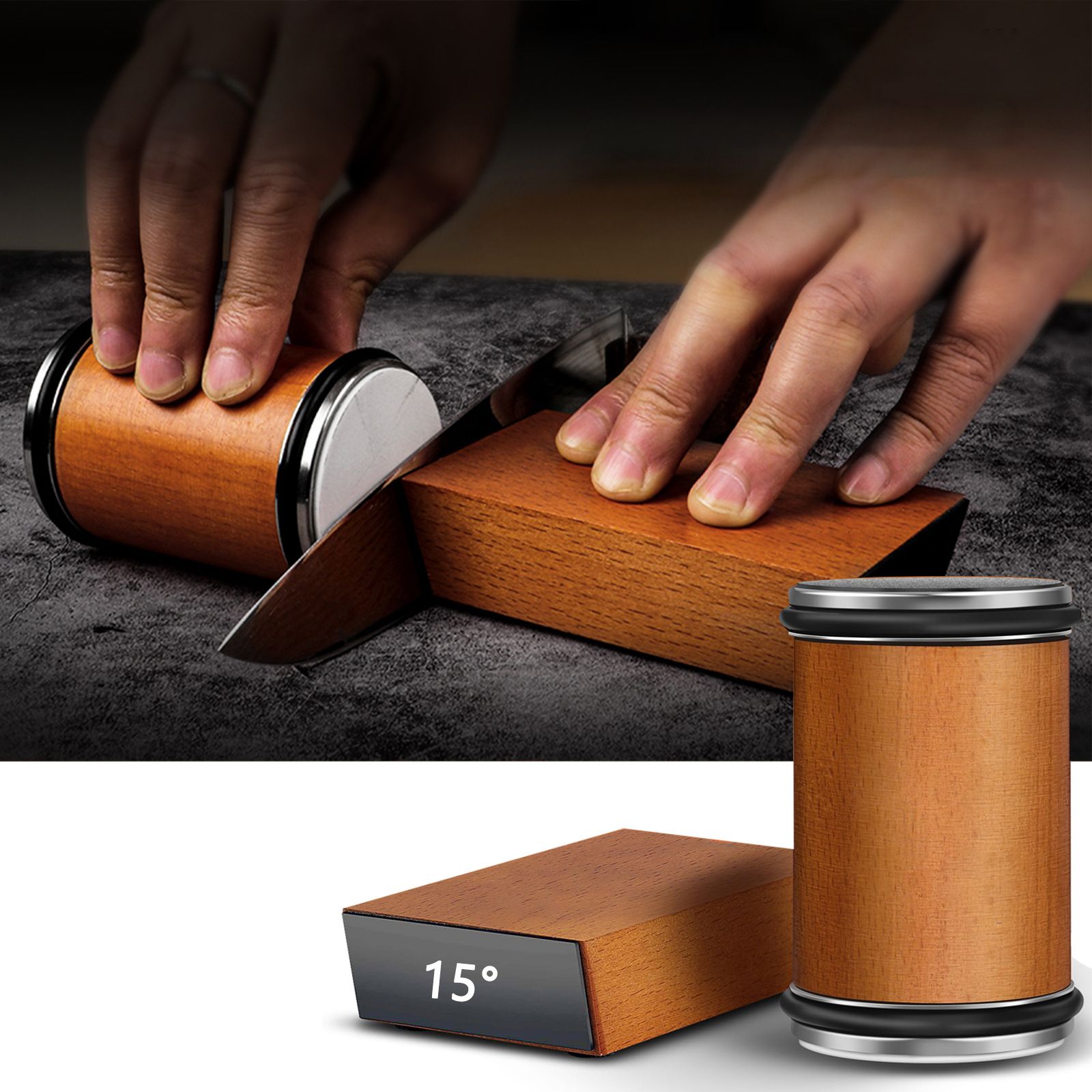 Knife Sharpener Tool - Rolling Knife Sharpener Kit with Diamond discs Angles 15° & 20°, Razor sharp Edges, Multipurpose Rolling Sharpener for Kitchen Knives — image 2