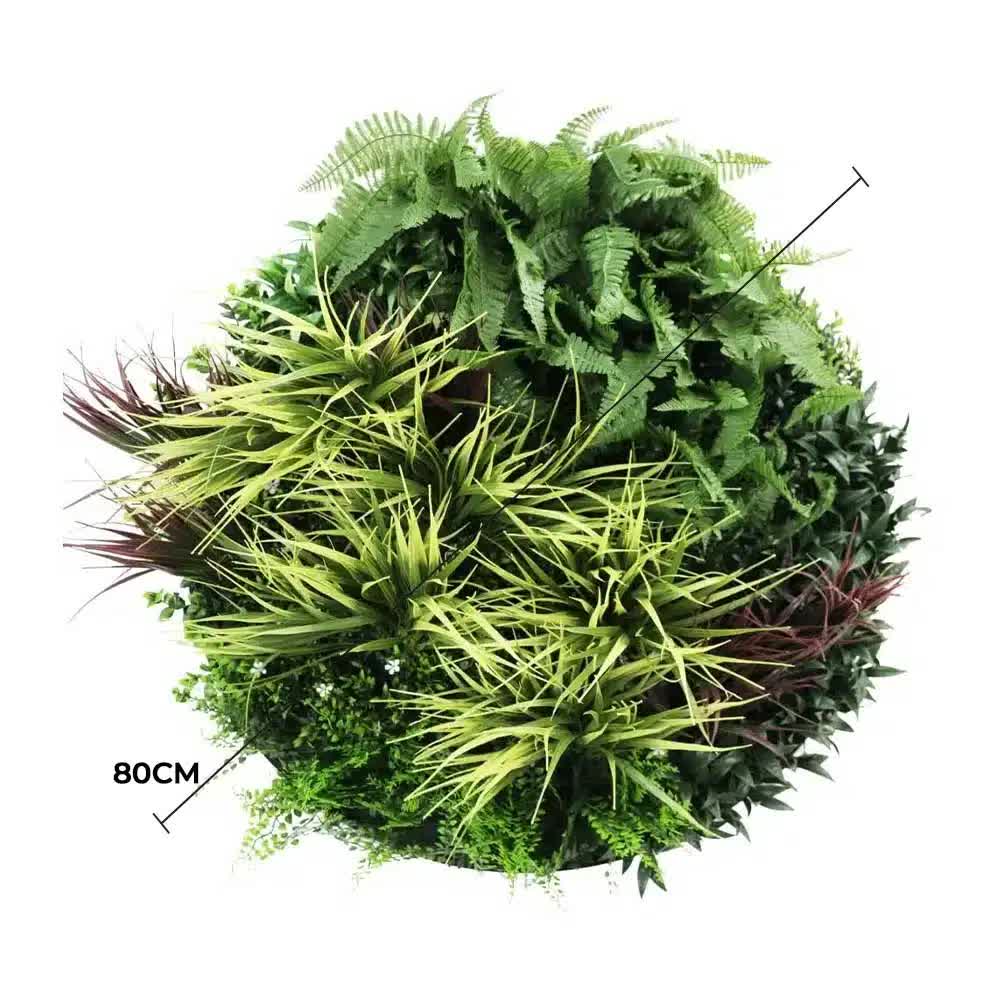 Slimline Artificial Green Wall Disc Art 80cm Grassy Fern UV Resistant (Black) โ image 2