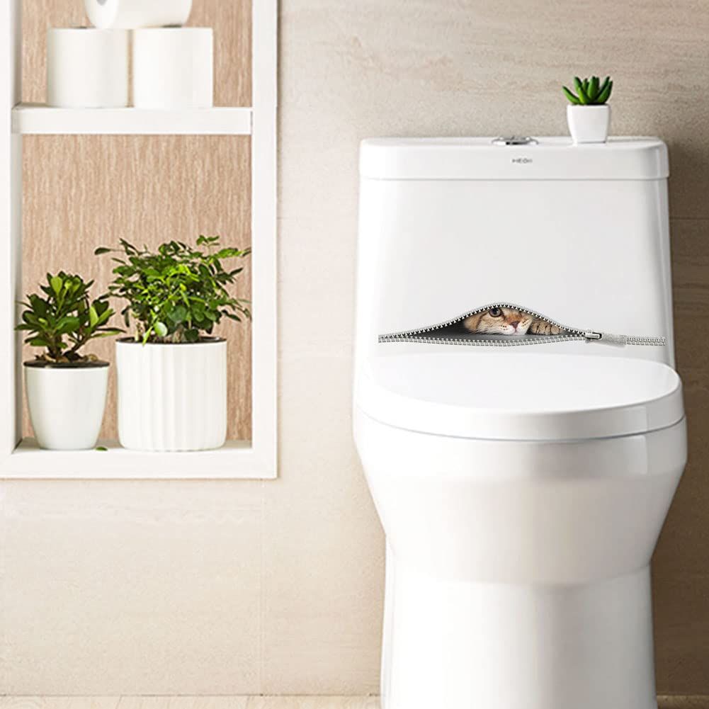 Cartoon Creative Cute Cat Toilet Wall Stickers Toilet Decorative Stickers Self-Adhesive Removable Wall Stickers Lovely Animals — image 3