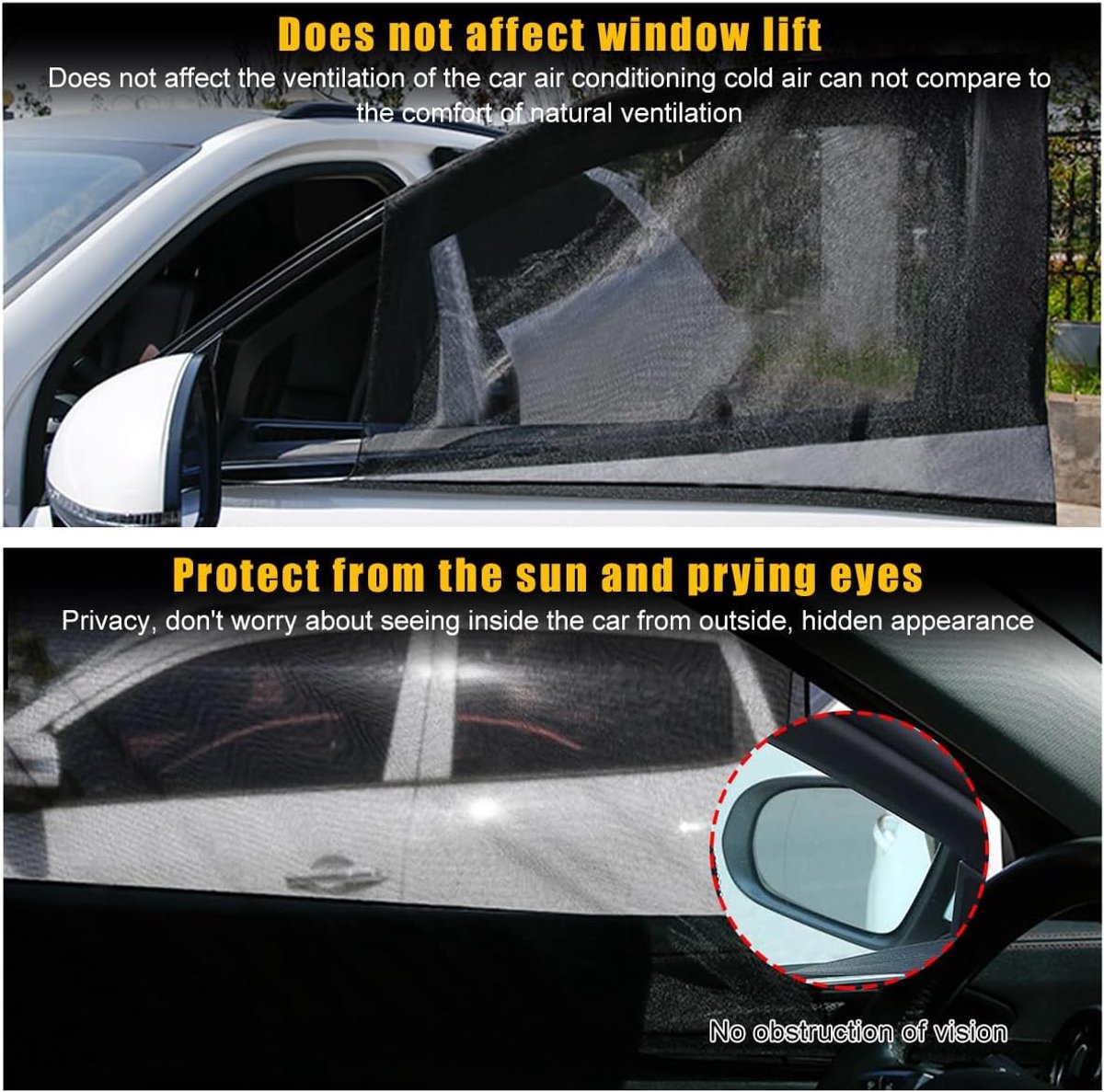 Car Sunshade - 4 Pieces - Suitable for Front and Rear Windows - Polyester - UV Protection - Car Sunshade for Baby & Child - Car Window Sun Protection — image 3