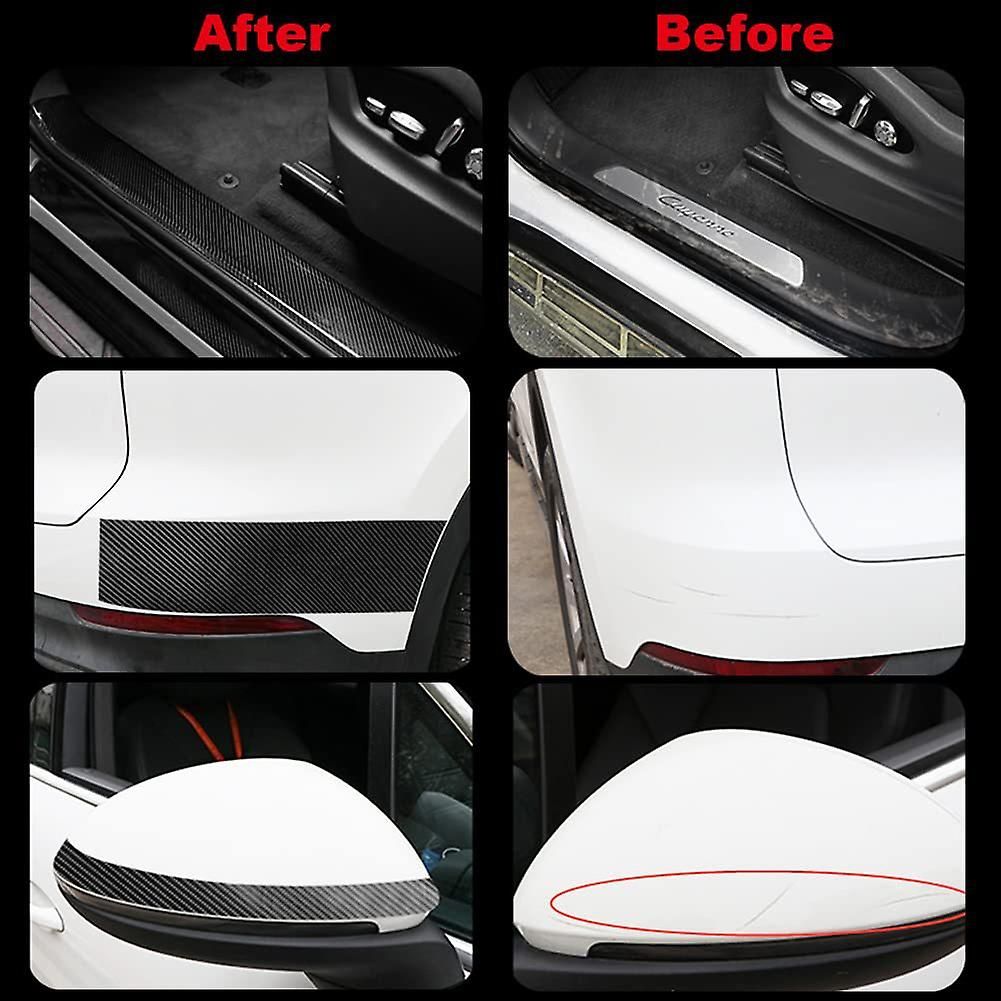 1 Roll 5D Carbon Fibre Tape for Car Door Sill, Anti-Collision Waterproof Protector Sticker, Black, 5 cm x 3 m Roll — image 3
