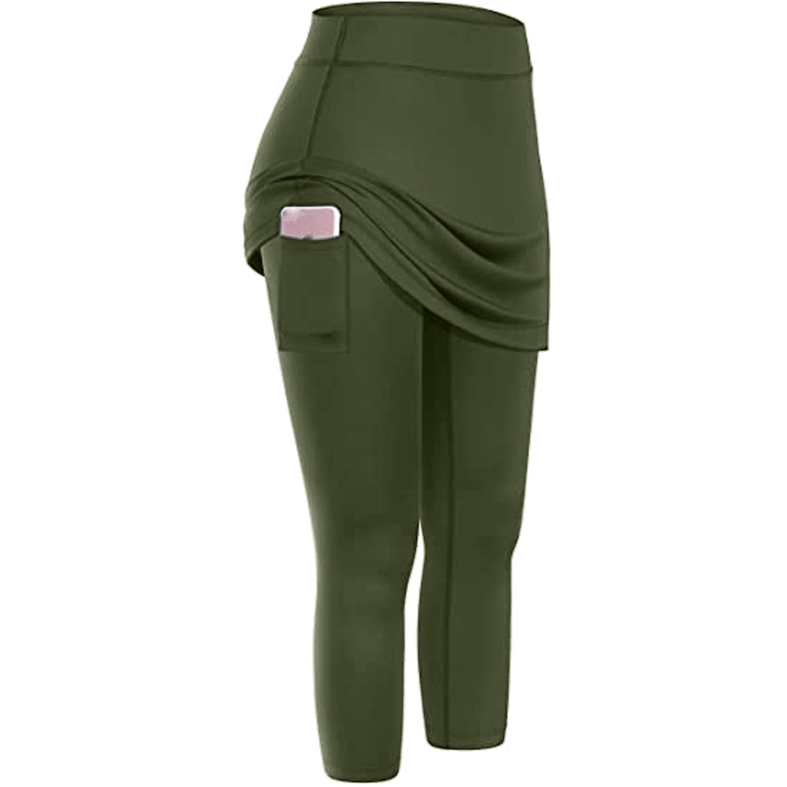 Women's High Stretch Yoga Pants Side Pocket Sports Running Fitness Casual Workout Pants - Green L