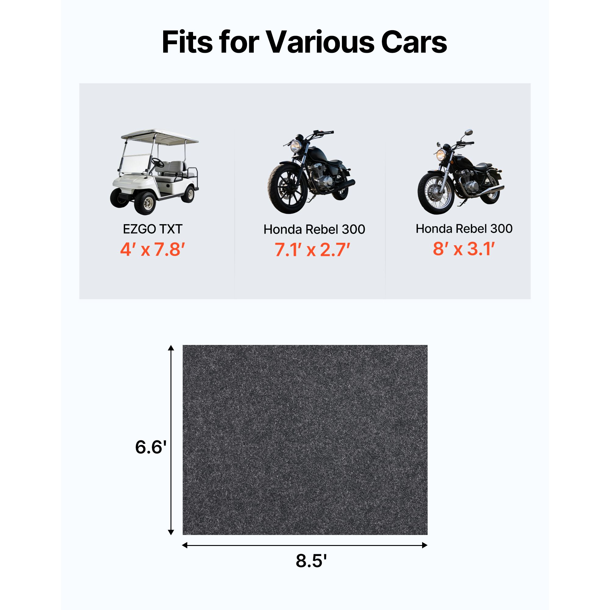 Waterproof Garage Floor Mat for Under Car, Non-slip 2 x 2.6 M Compact Size Heavy Duty Containment Mat, Protects Garage Floor from Water, Mud and Oil, For — image 2