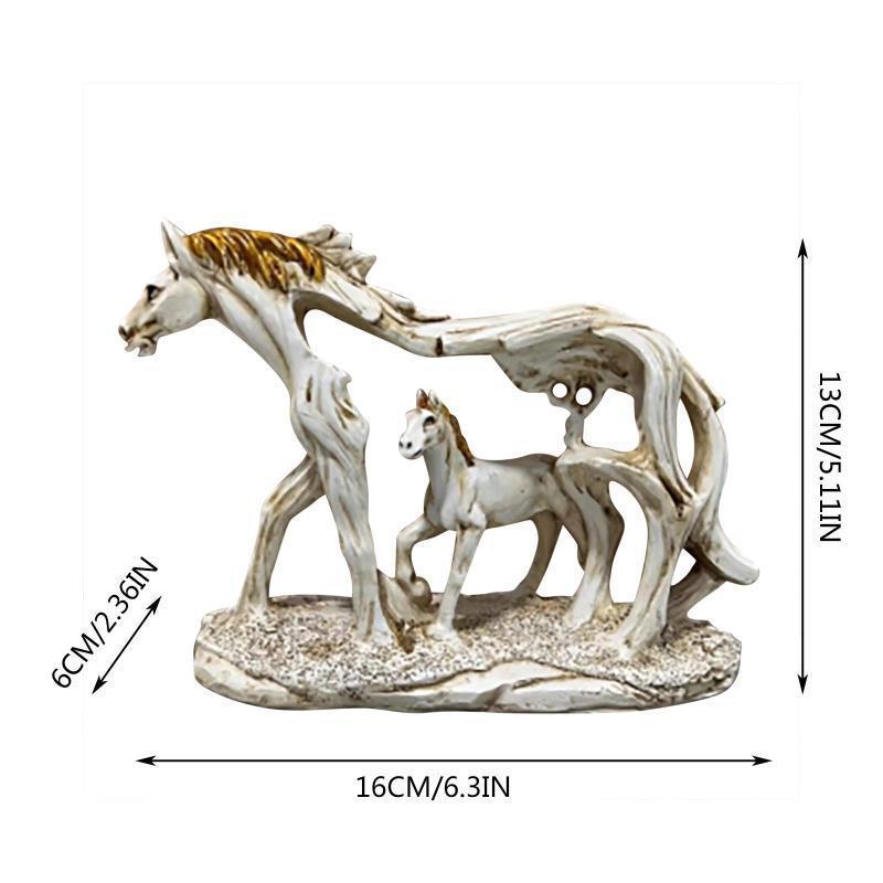 White Horse and Foal Figurine: Artistic Resin Sculpture for Home, Office & Bookshelf Decor – Symbol of Strength and Success — image 2