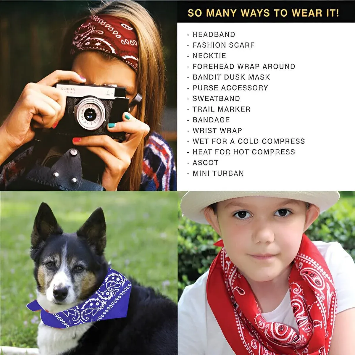 Paisley Bandana Scarf Head Wrap Face Neck Cover Summer Outdoor Fishing Headwear - Lake Blue — image 5