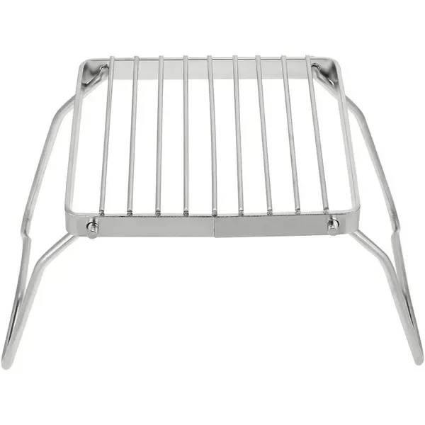 1 Piece Foldable Stainless Steel Campfire Grill Rack, Lightweight Cooking Grate for Camping, Hiking and Picnics, Silver