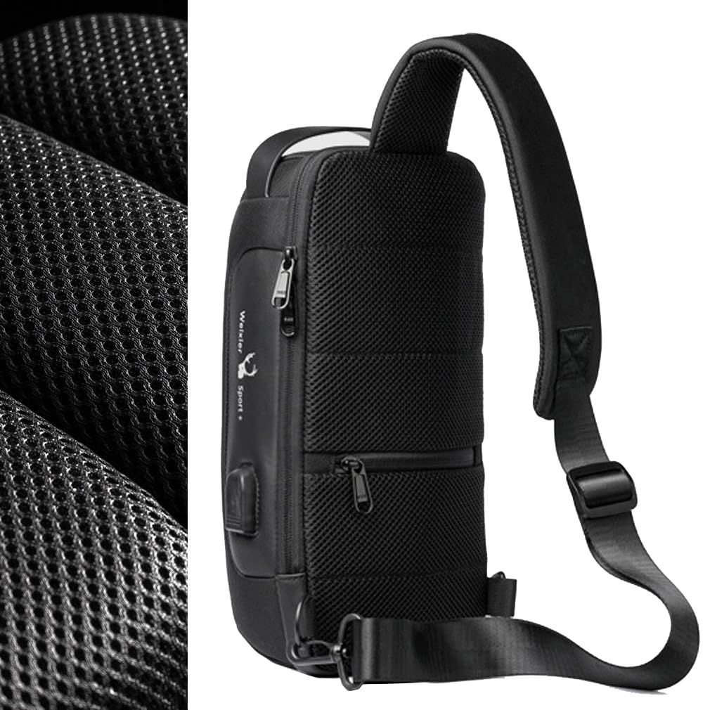 Mens Anti Theft Sling Backpack for Men Women Sling Bag Chest Crossbody Shoulder Bags Casual Daypack with USB Charging Port Black — image 3