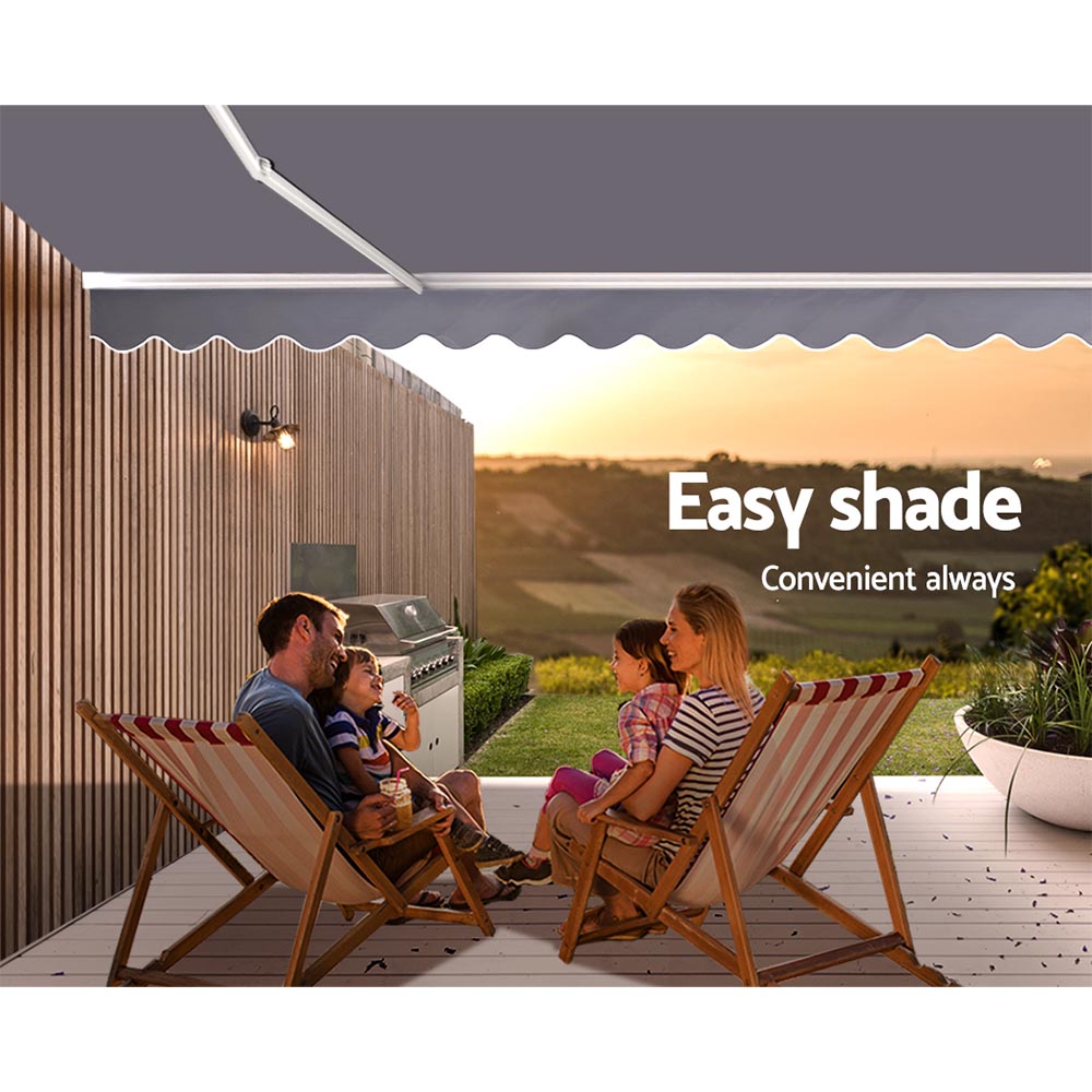 Instahut Retractable Folding Arm Awning Motorised Sunshade 4Mx2.5M Pearl Grey โ image 6