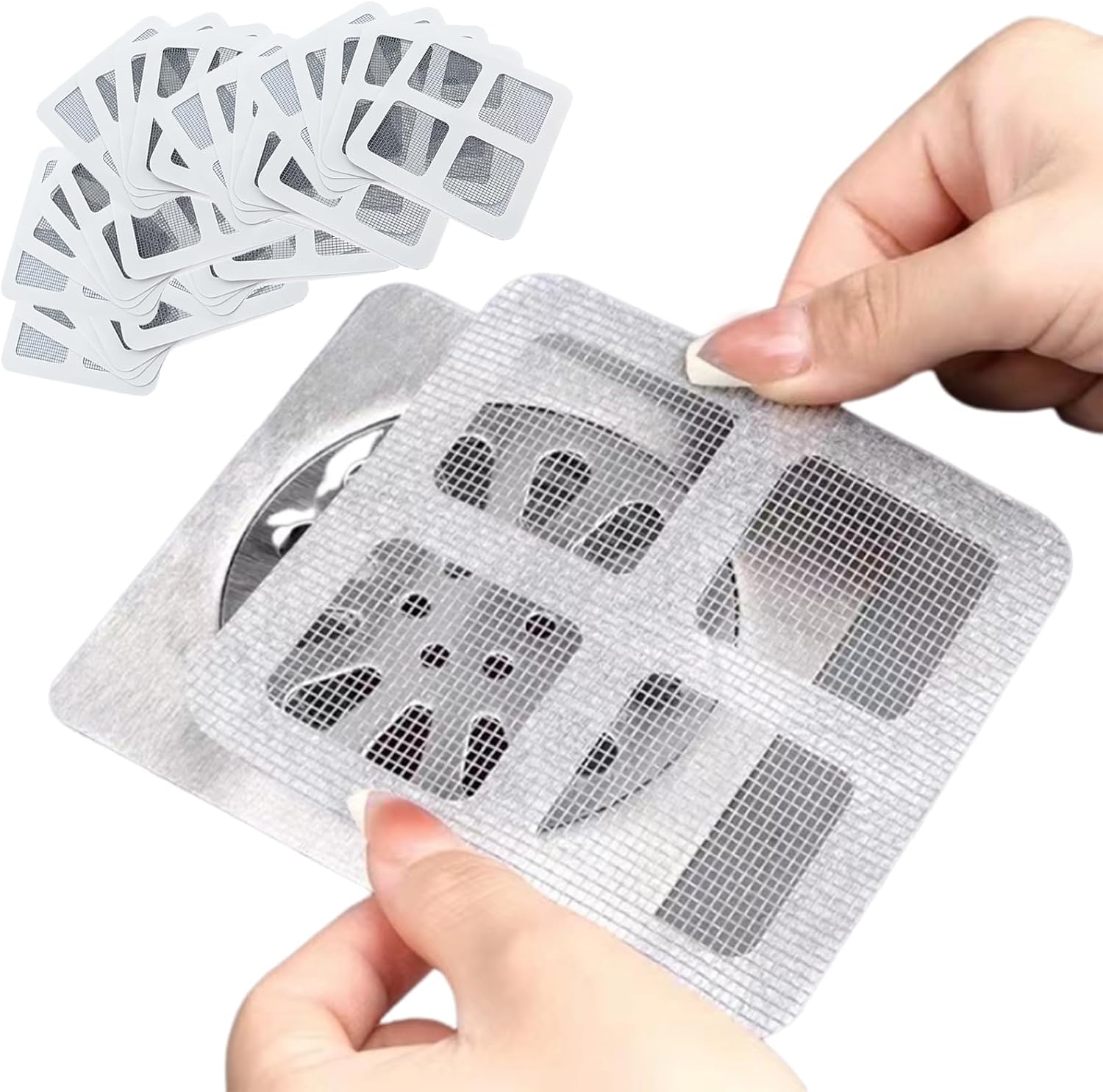 Disposable Hair Drain Stickers, 4" X 4"Disposable Shower Floor Drain Sticker, Disposable mesh Cover Sewer Filter Screen for Bathroom, Laundry,Sink,Tub,and