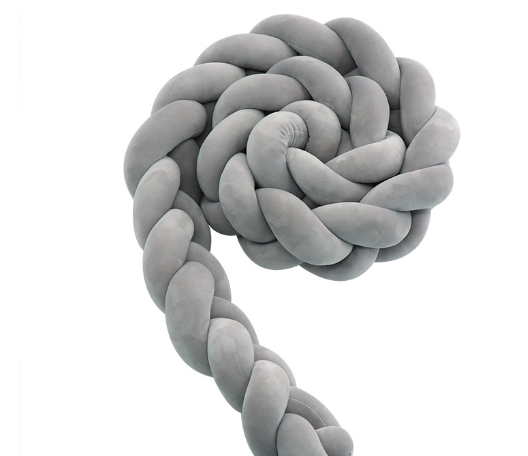 Baby rotating bed snake, bed cover decoration, handmade three-strand braid Light gray 1 meter