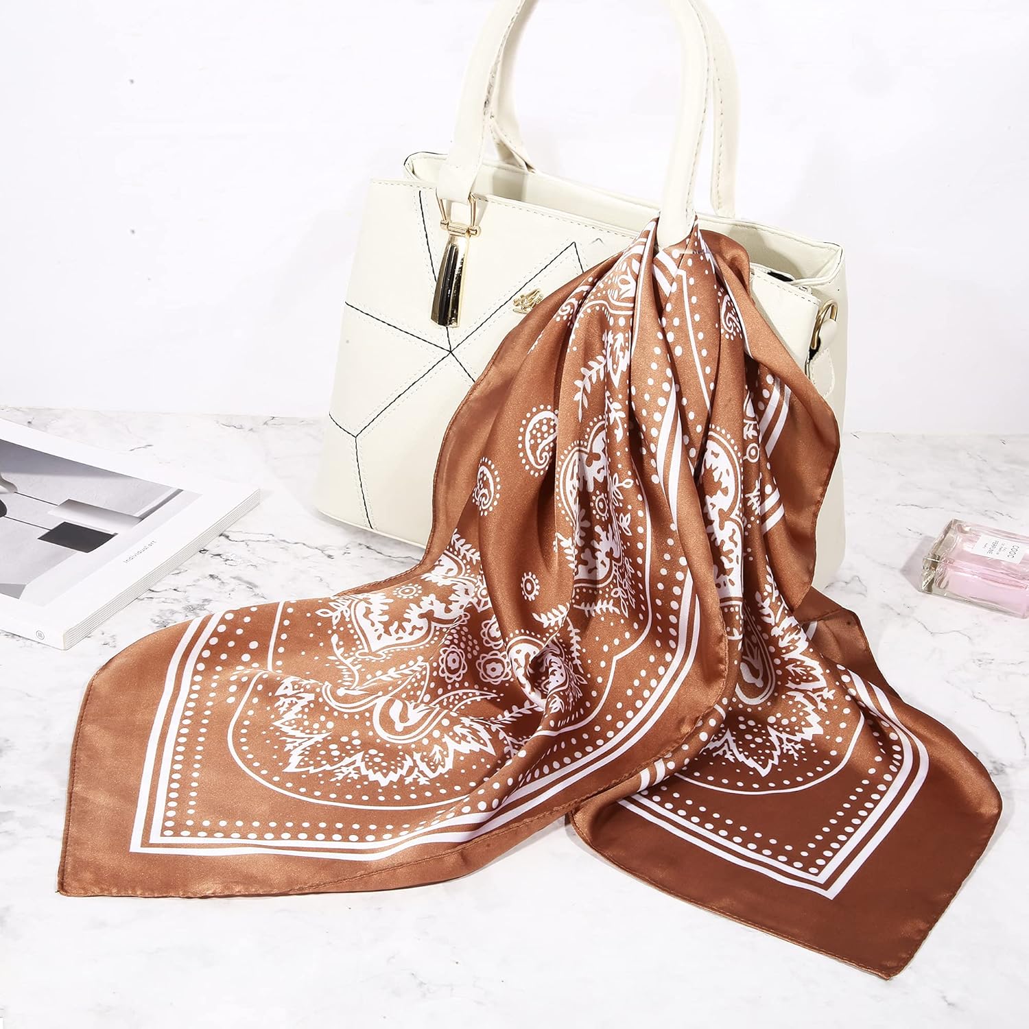 3 Pcs 27.5 Inches Satin Head Scarf Hair Scarf Silk Head Scarf Silk Bandana Silk Hair Wrap Neck Scarf for Women Girls — image 5