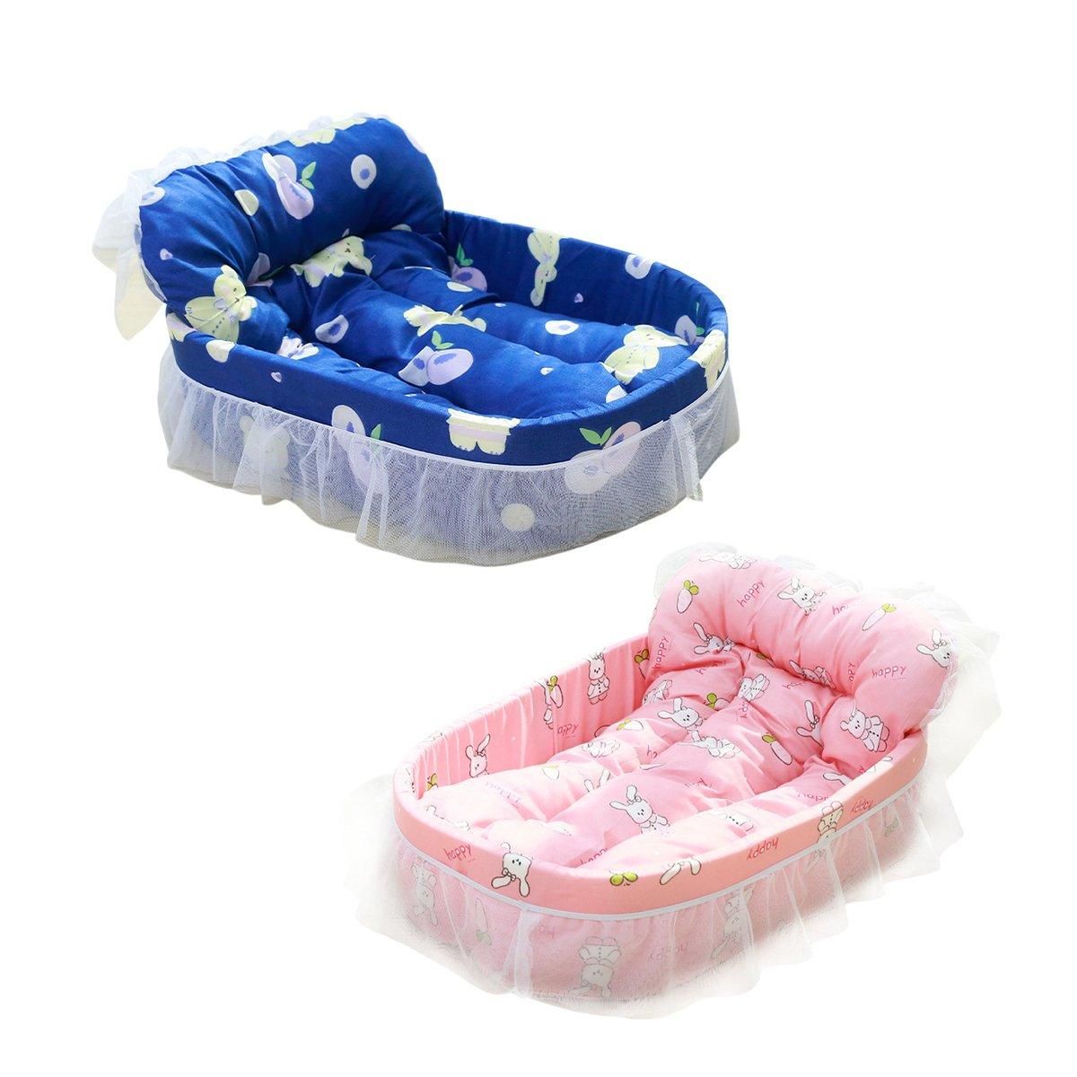 Cat Kennel Universal Cat Sleeping Nest Princess Style Lace Pet Special Kitten Cyber Red Mat - Pink β image 3