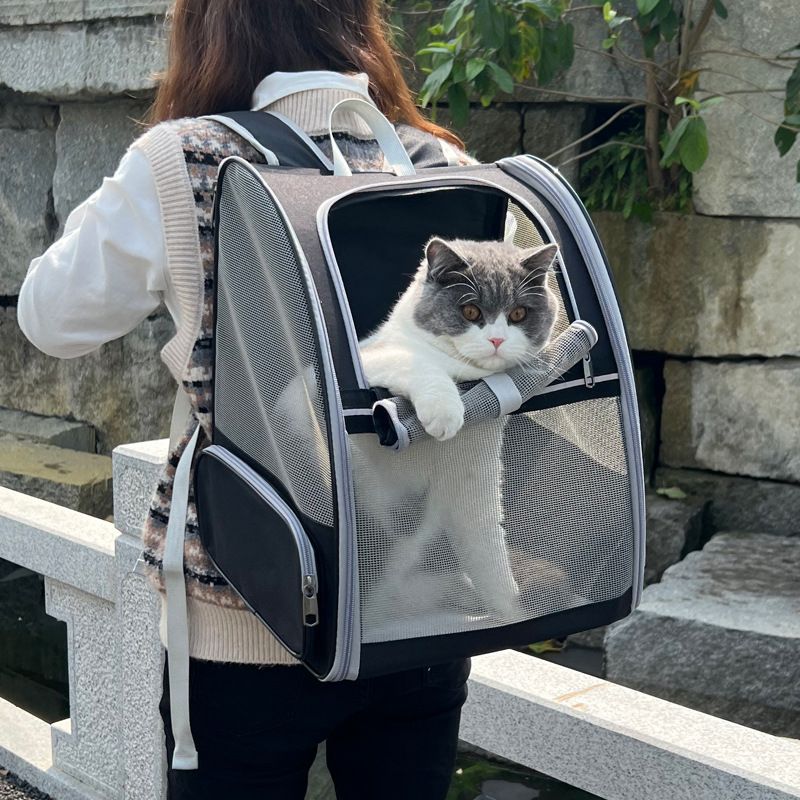 Black Breathable Pet Carrier Backpack - 35 x 29 x 41 cm Oxford Fabric Travel Bag with Mesh Ventilation, Structured Support and Plush Mat for Cats and Small โ image 2