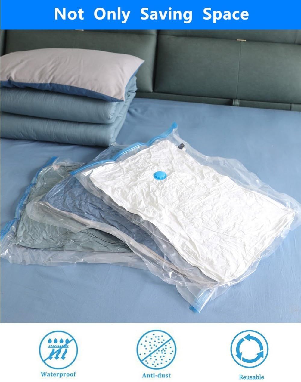 2 pcs Vacuum Storage Bags Space Saver Bags Vacuum Seal Bags Compression Bags Large with Double-Zip Seal โ image 2