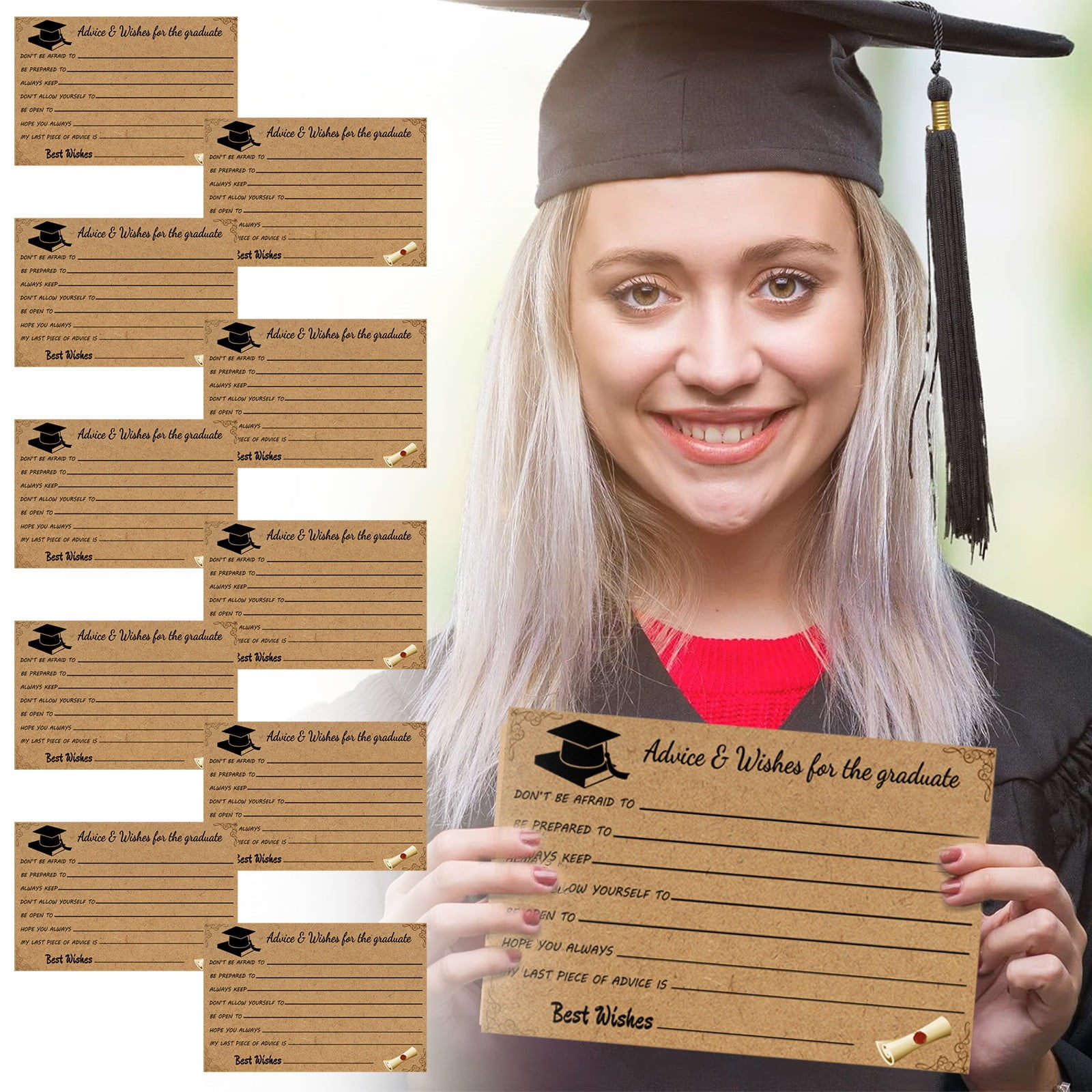 Graduation Advice And Well Wishes Cards For Graduates - Class Of Grad Cap & Diploma Fill-In Advice Cards For High School, College Grad Party Supplies (Retro — image 2