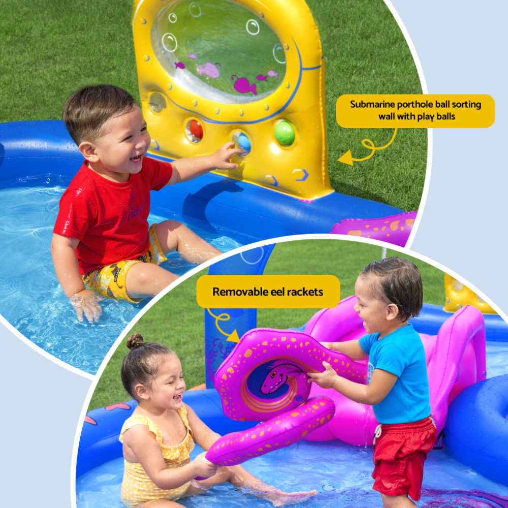 Bestway Kids Inflatable Play Splash Pool with Slide Ball Tossing Toys Coral Basket โ image 6