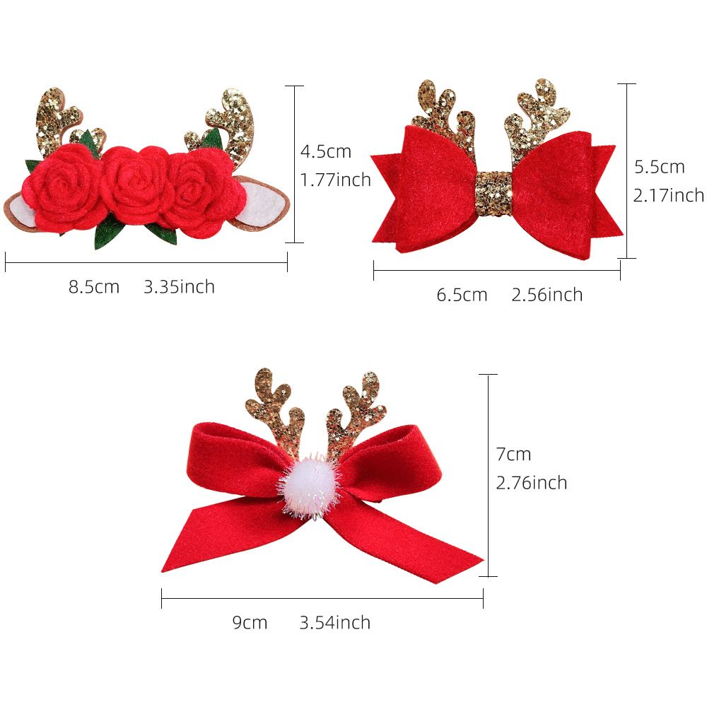 3 Pcs Christmas Hair Clips Glitter Antler Bow Hair Clips Christmas Bow Christmas Headwear for Girls โ image 5