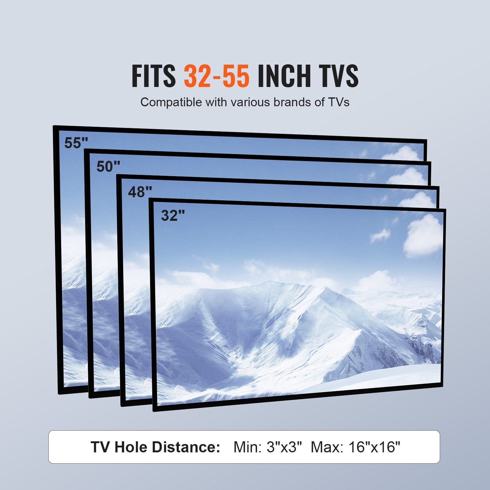 TV Stand Mount, Swivel Universal TV Stand for 32 to 55 inch TVs, Living Room — image 5