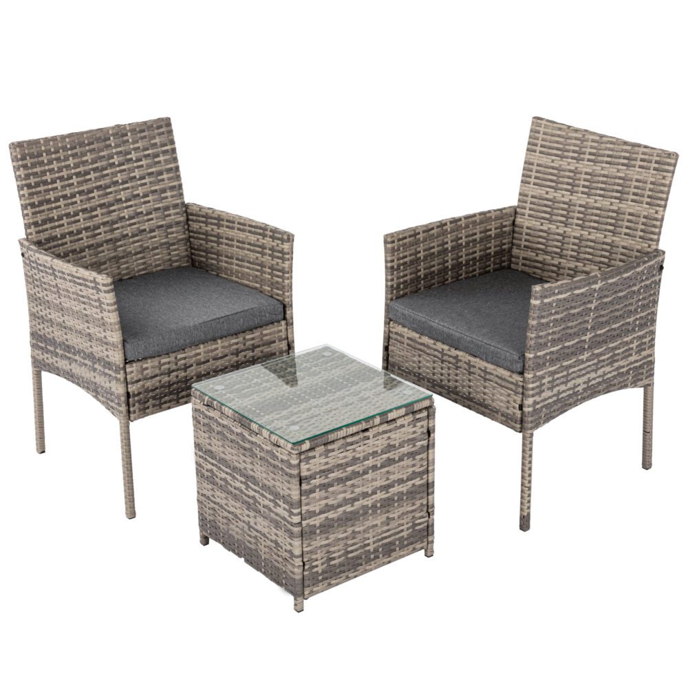2 Seater PE Rattan Outdoor Furniture Chat Set- Mixed Grey โ image 2