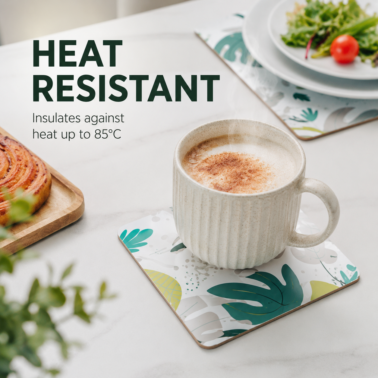 8pcs Monstera MDF Placemats Coasters Heat Resistant(34x26.5cm) โ image 3