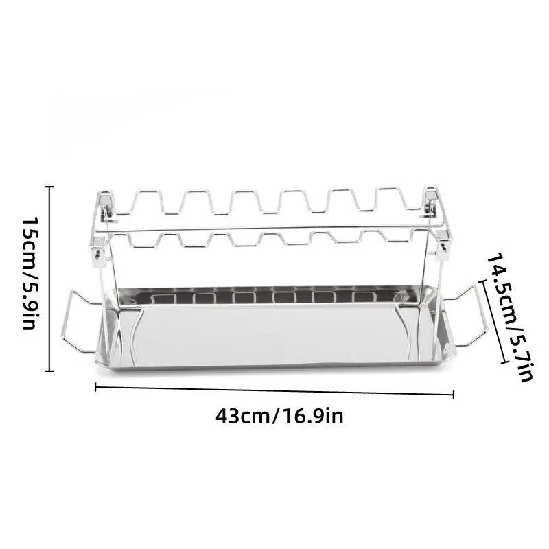 Foldable Stainless Steel Barbecue Grill Rack for Chicken Legs Outdoor Cooking — image 3