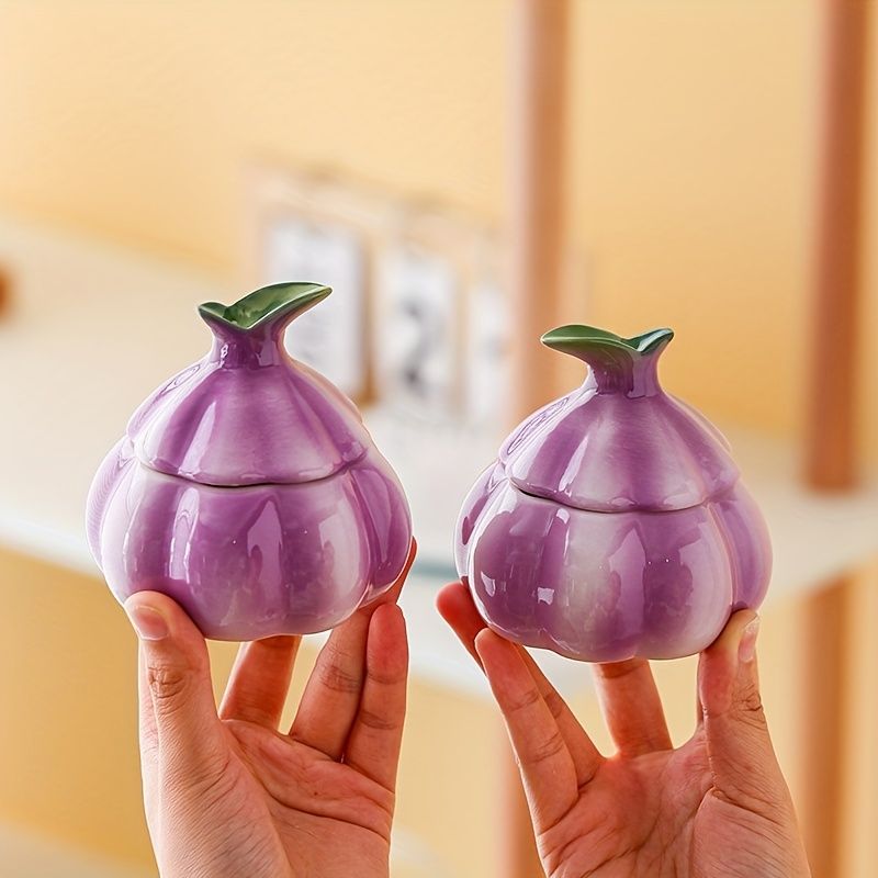 A Collection of Purple Garlic Ceramic Jars for Home Decoration, Serving As Both Sculptures And Organizers Purple — image 4