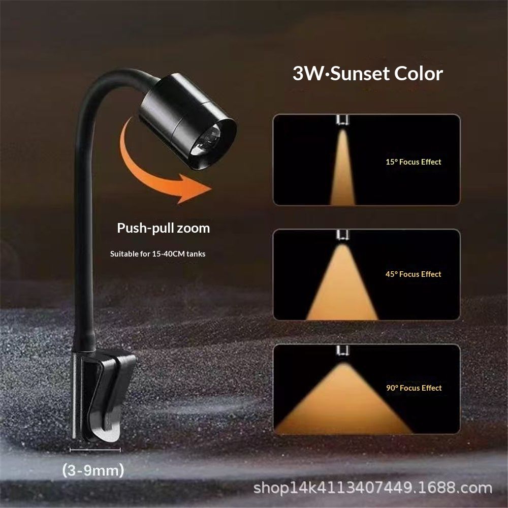 LED Aquarium Light - Freshwater Fish Tank Spotlight Vivarium Terrarium Light Fish tank light, turtle light zoom 3W Warm Light — image 5