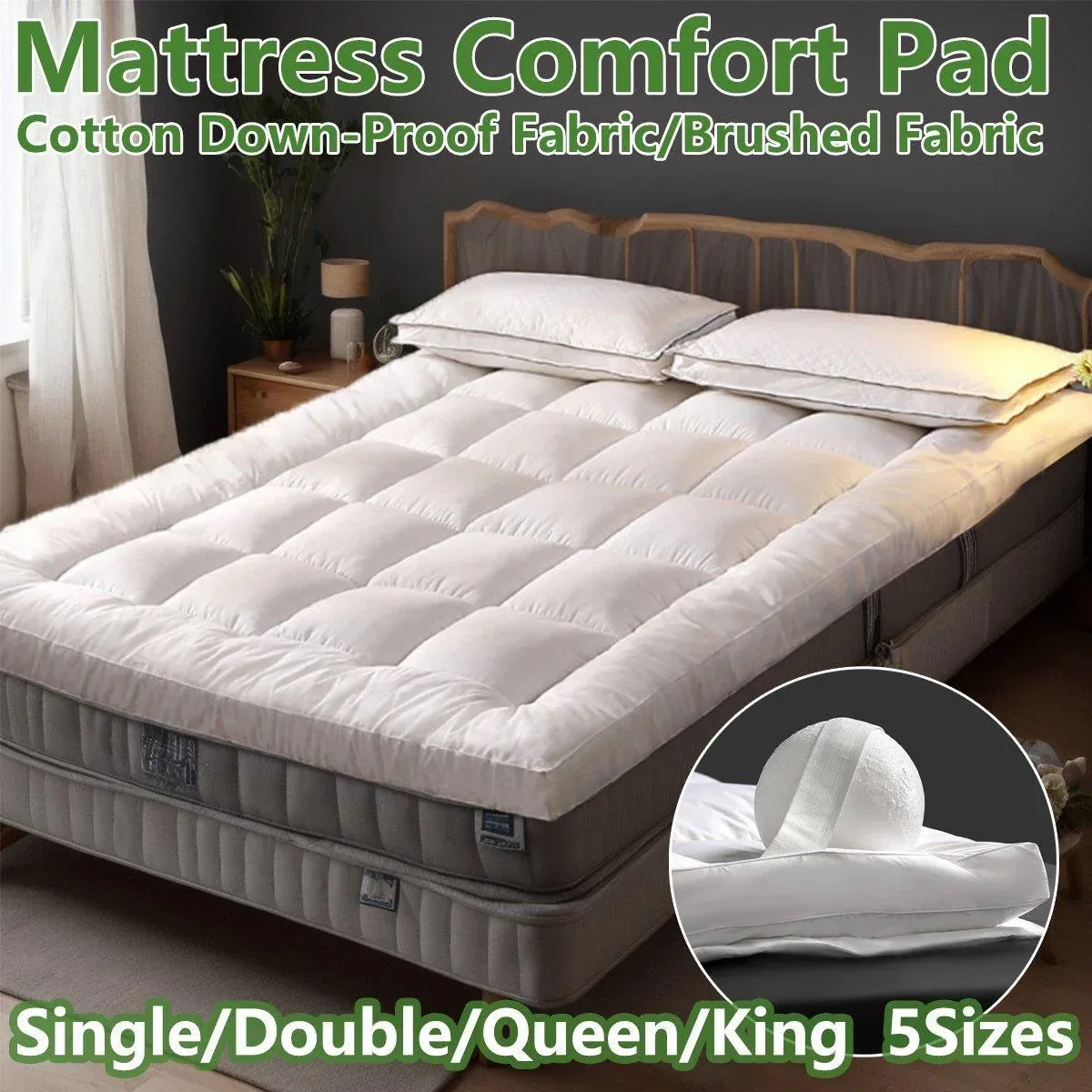 Hotel Mattress Protection Pads Bedding Comfort Mattress Topper Pads Mattress - 153x203cm-Cotton Down — image 2