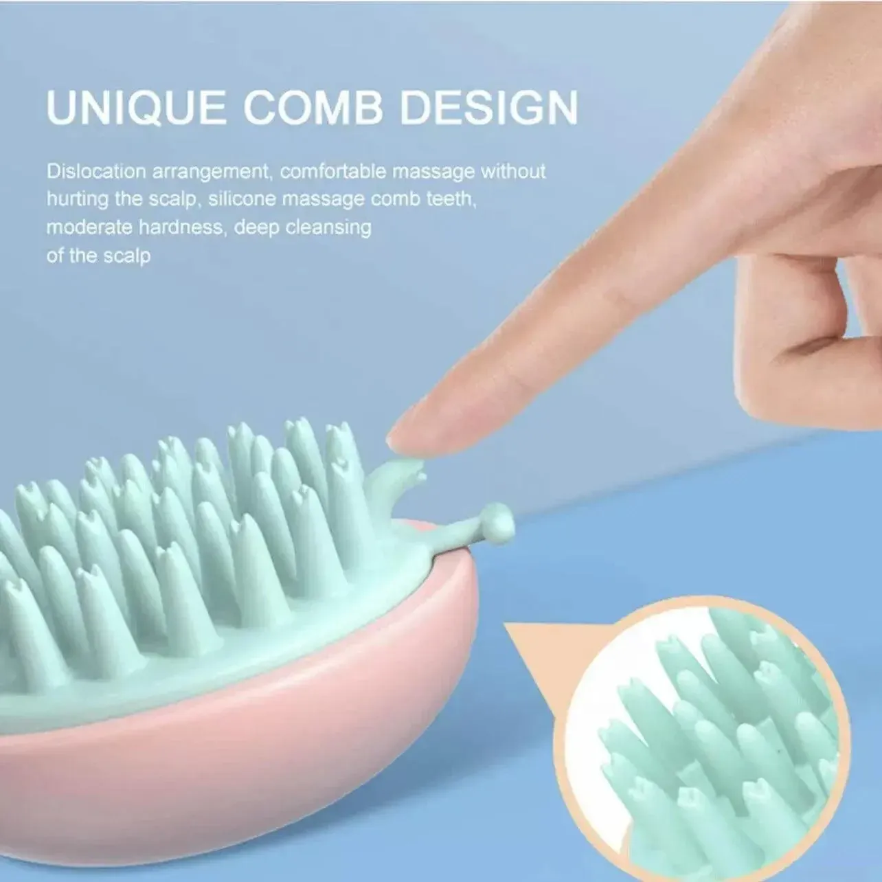 Handheld Scalp Massager Brush for Hair Washing and Shampoo with Silicone Bristles - White — image 6