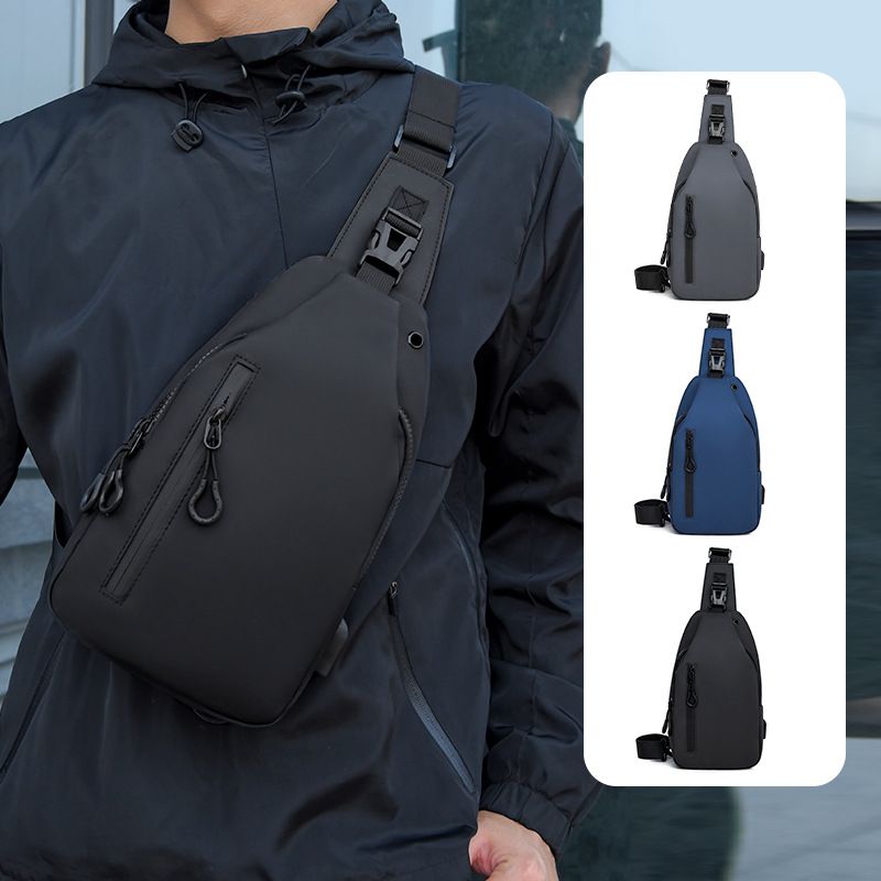 Gray Men's Sling Chest Bag - Lightweight Large Capacity Crossbody Shoulder Bag with Adjustable Strap for Commuting, Travel, Outdoor and Daily Casual — image 4