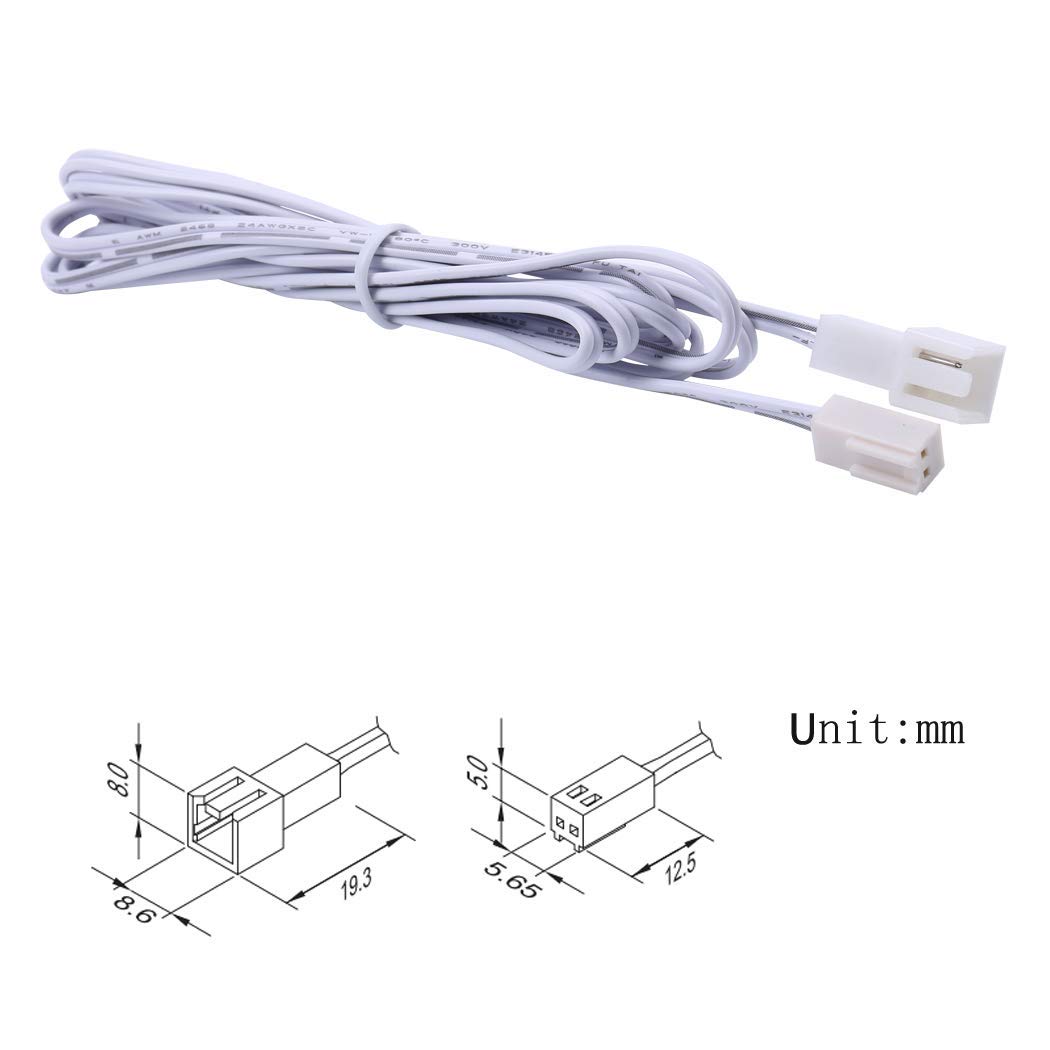 Extension Cables 9.84FT LED Under Cabinet Puck Lighting, 2-Pin Male and Female Cable Connector Extension Cords for Led Puck Lights with White Cords (6 Pack) — image 3