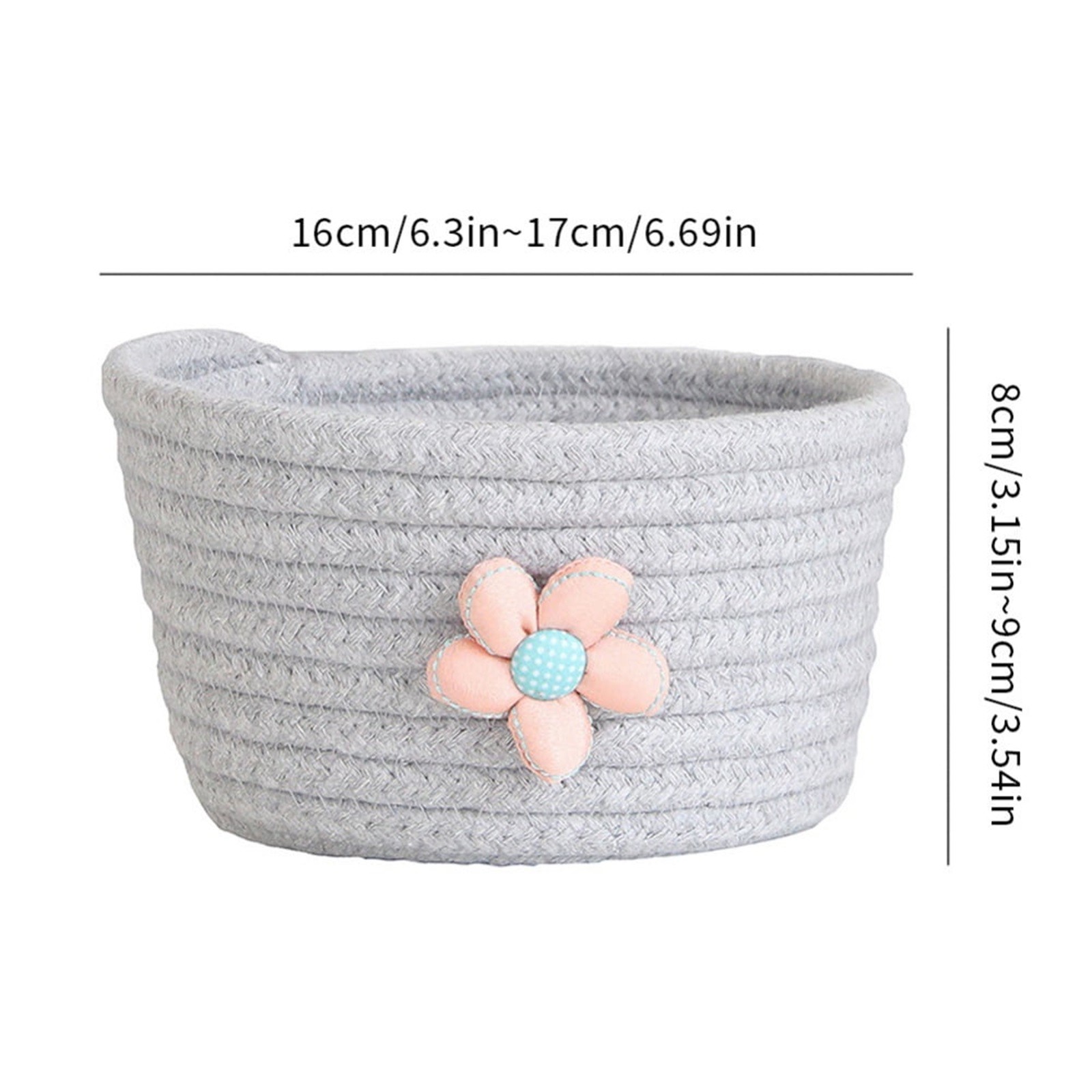 Small Woven Storage Basket, Cotton Rope Rattan Shelf Bin for Toys and Closet Organization at Home or Nursery, Navy Blue, 16 x 8 cm โ image 5