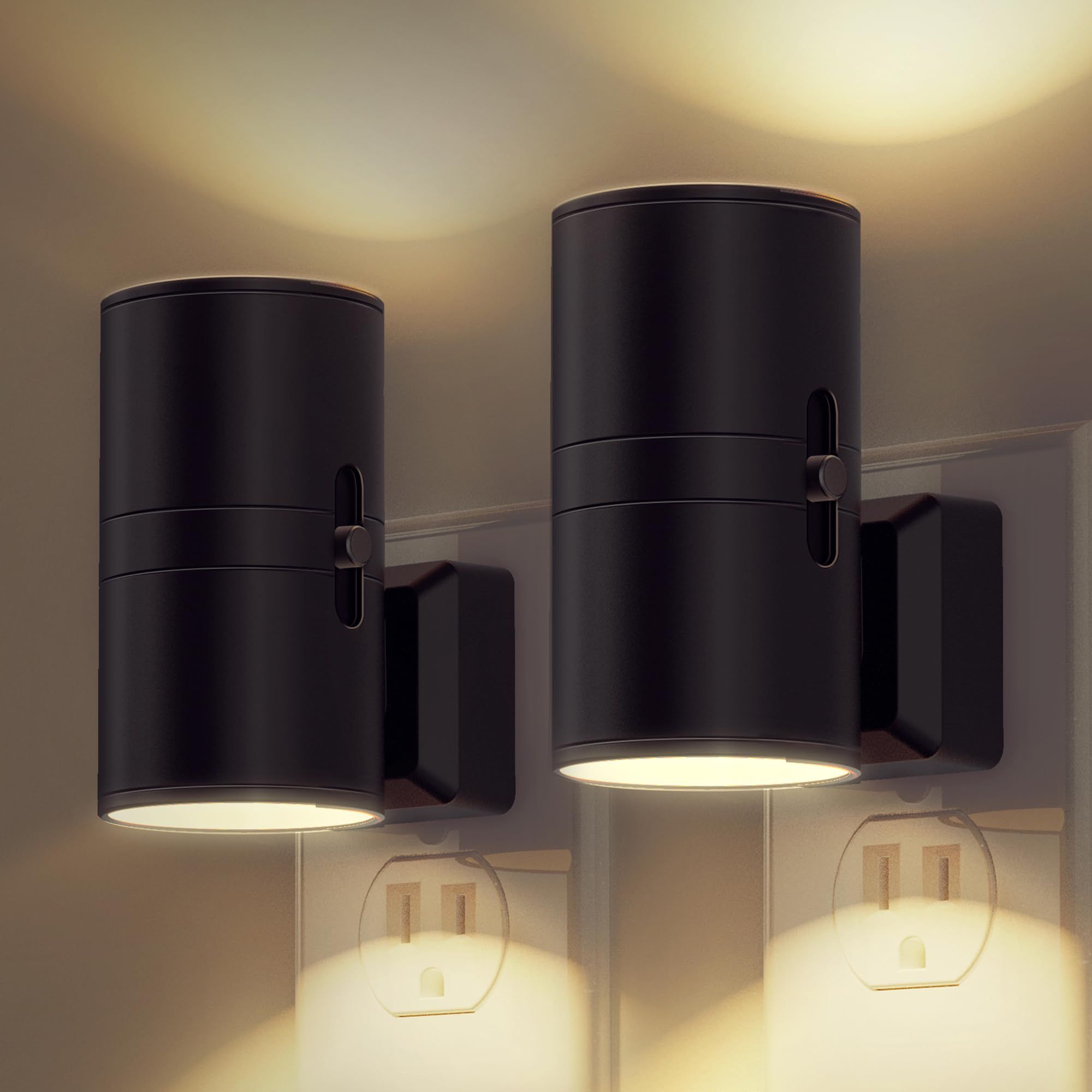Night Lights Plug into Wall, Dimmable Night Light Plug in, Modern Night Lights with Dusk to Dawn Light Sensor, Soft White 3000K, Adjustable Brightness