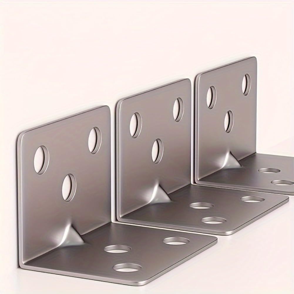 Heavy Duty Right Angle Bracket for Wood,10pcs Stainless Steel Right Angle Brackets, 90 Degree L-Shaped Support — image 4