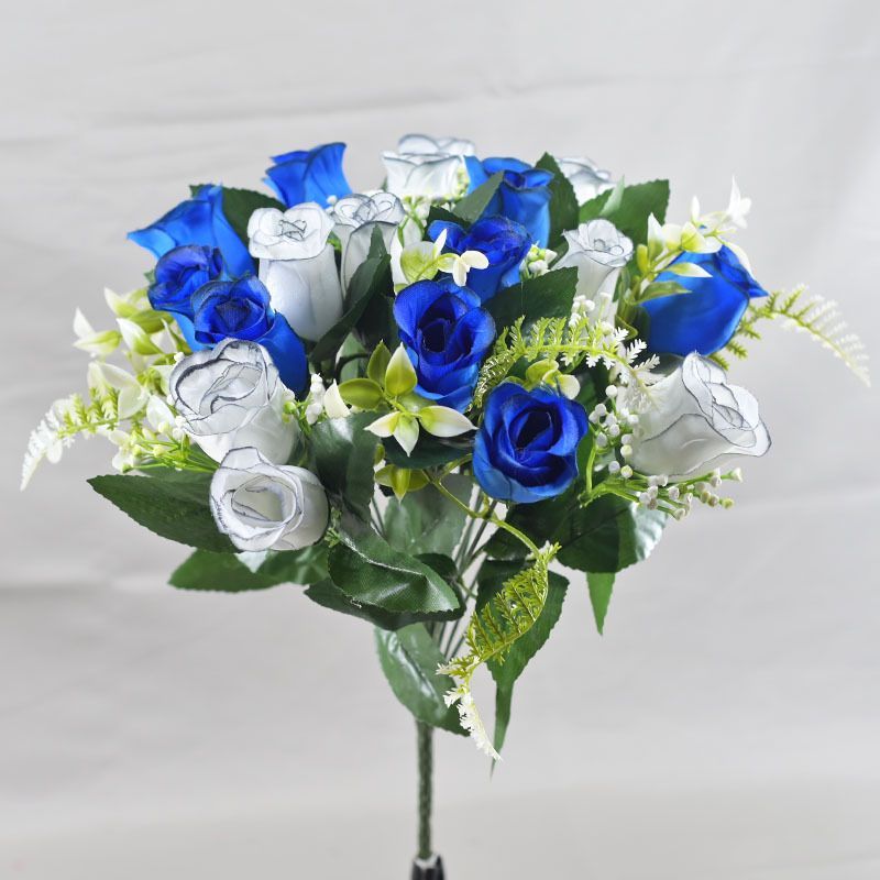 Artificial Rose Bouquet Faux Roses Fake Flowers Home Decor Garden Decoration - Navy - Size L — image 2
