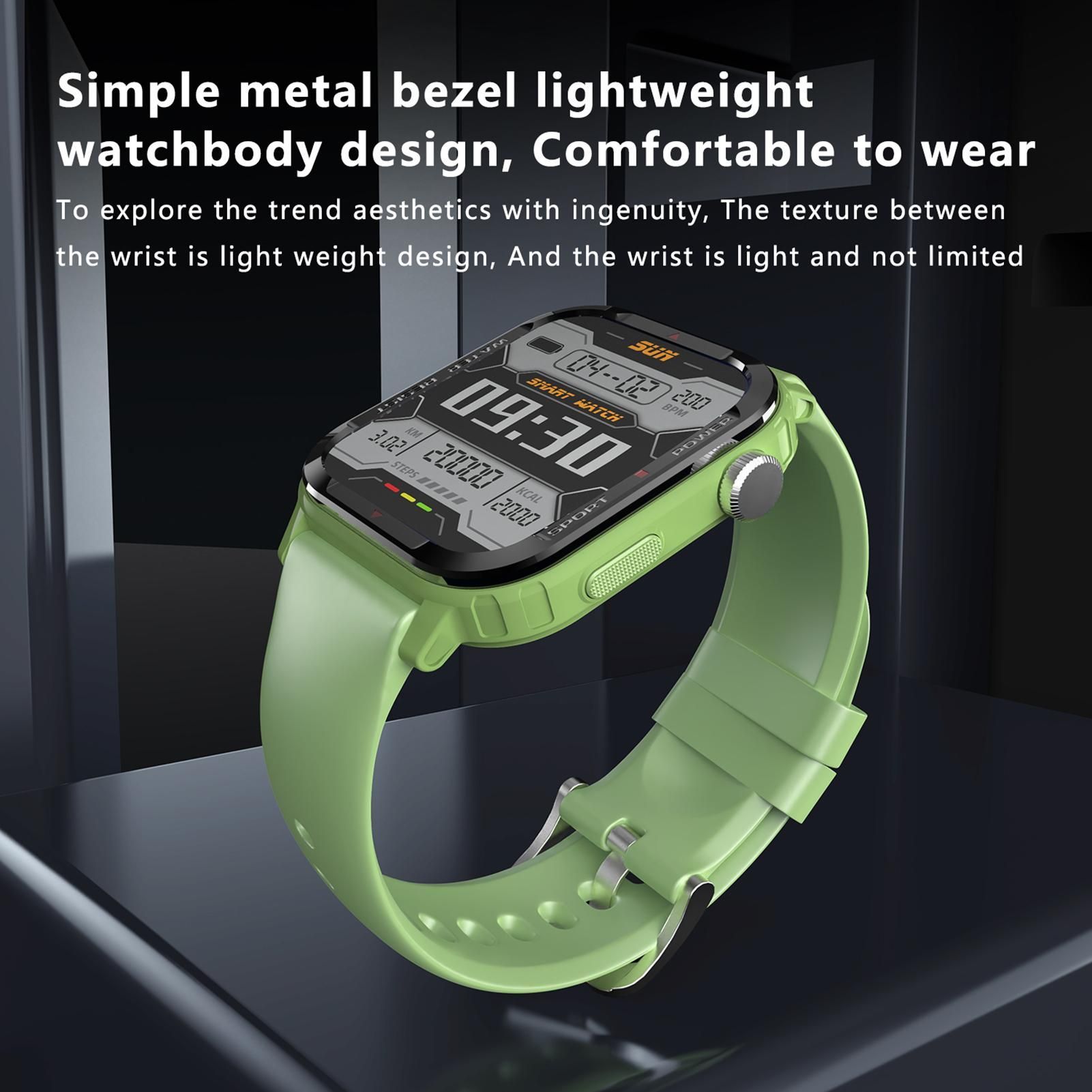 Smart Watch 1.85 inch Square Screen IP67 45*39mm 1pc (Green) โ image 3
