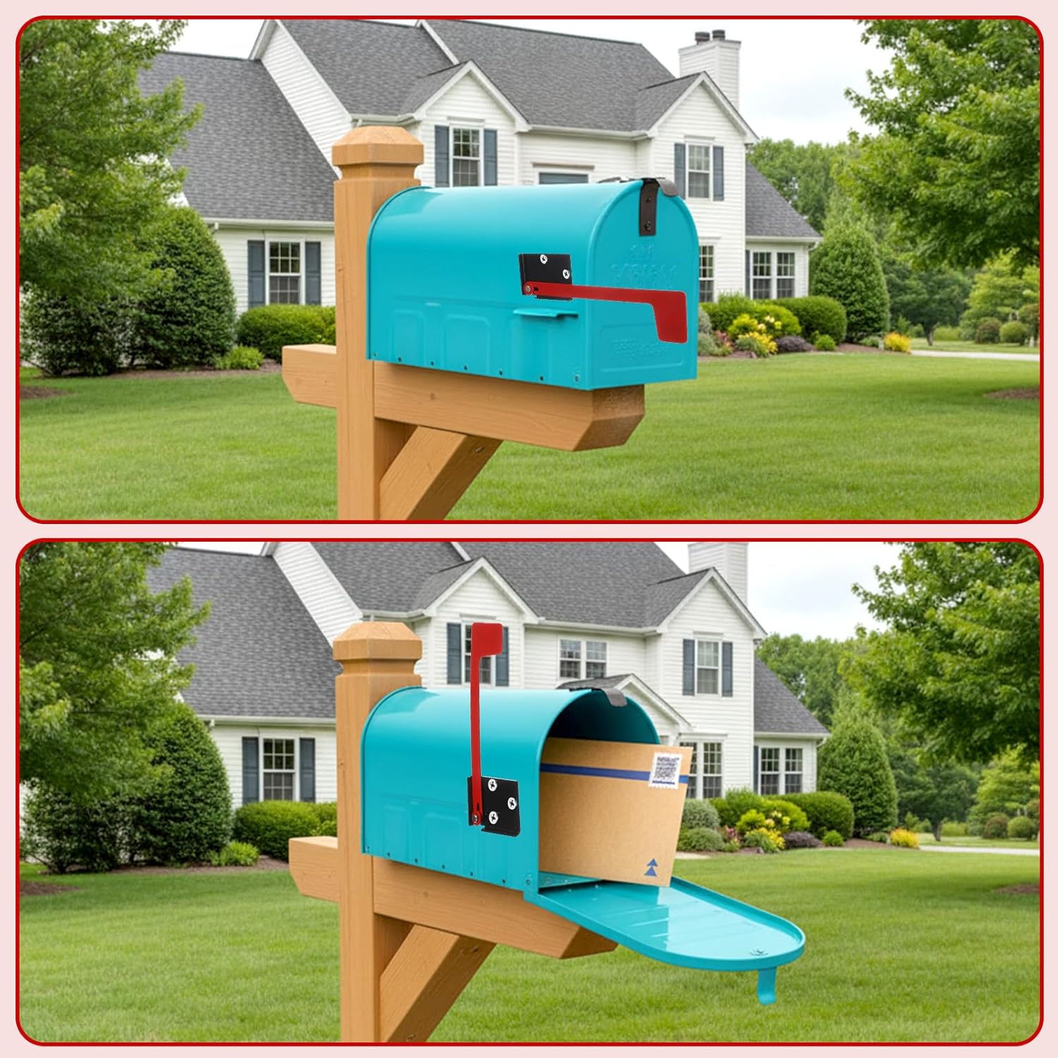 Flag for Mailbox,Red Mailbox Flag Replacement Kit Stainless Steel Mail Box Flags for Outside Metal Wood Wall Two Installation Options — image 4