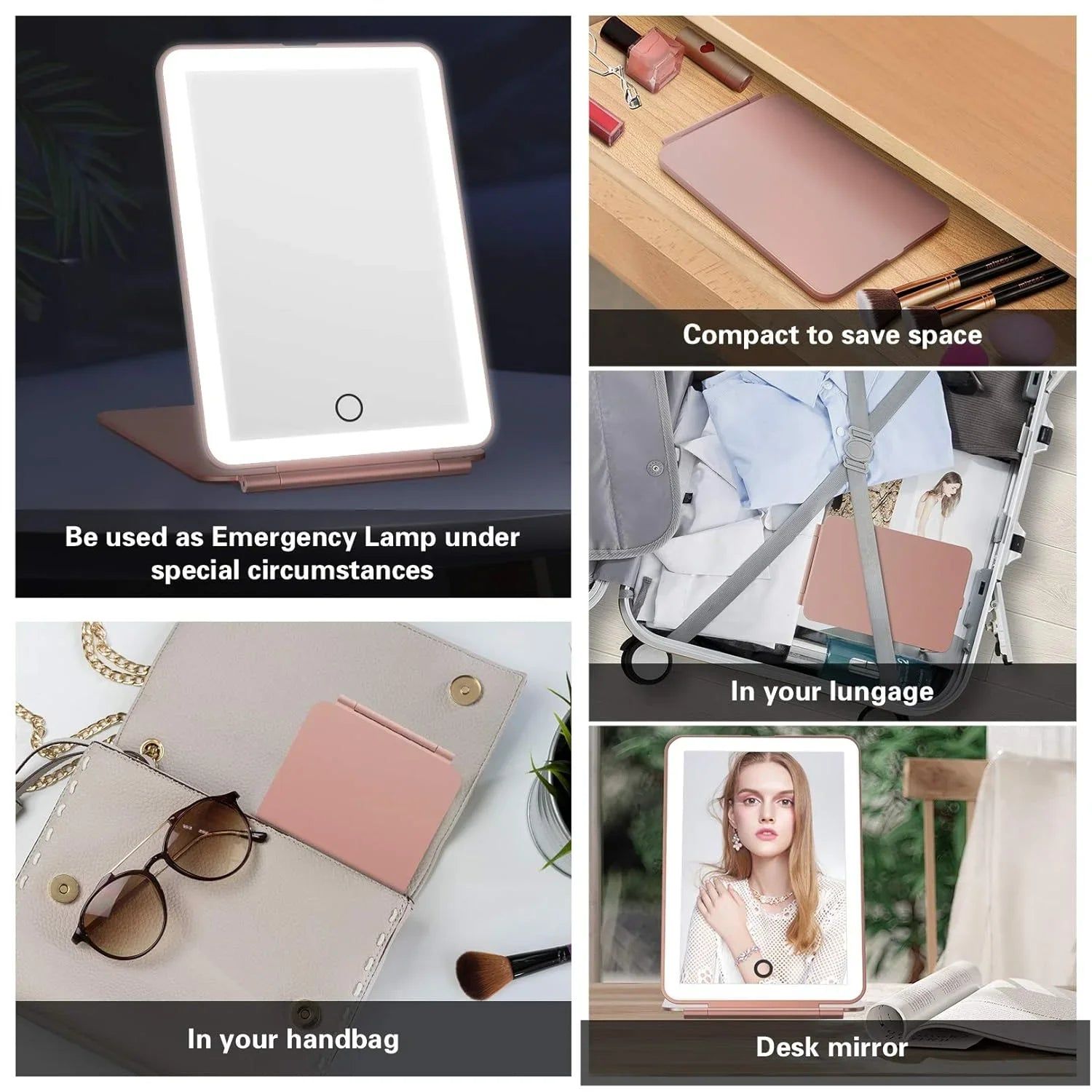 LED Travel Makeup Mirror 3 Light Modes USB — image 6