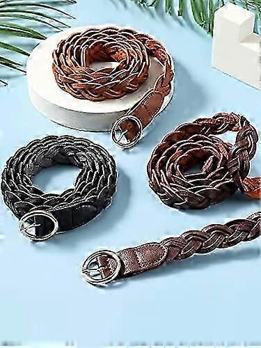 3pcs Women's Skinny Braided Leather Belts with O-Ring Buckle — image 4